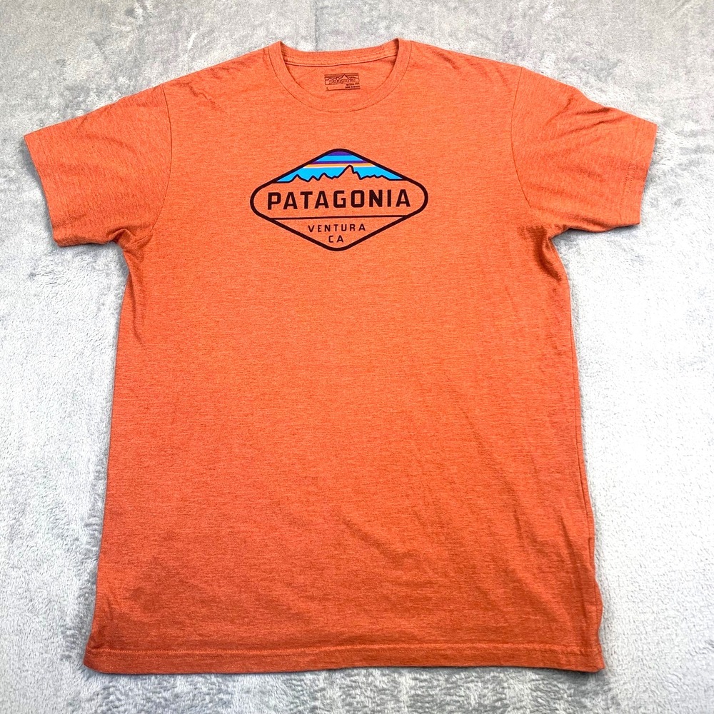 Patagonia Shirt Men's Large Orange‎ Slim-Fit Hybrid Pocket Responsibili-Tee